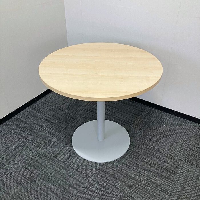 アール・エフ・ヤマカワ リフレッシュテーブルシリーズ 円形テーブル RFRT-800DA-BH Φ800×H700 天板：ナチュラル/脚：シルバー 中古 ⑳