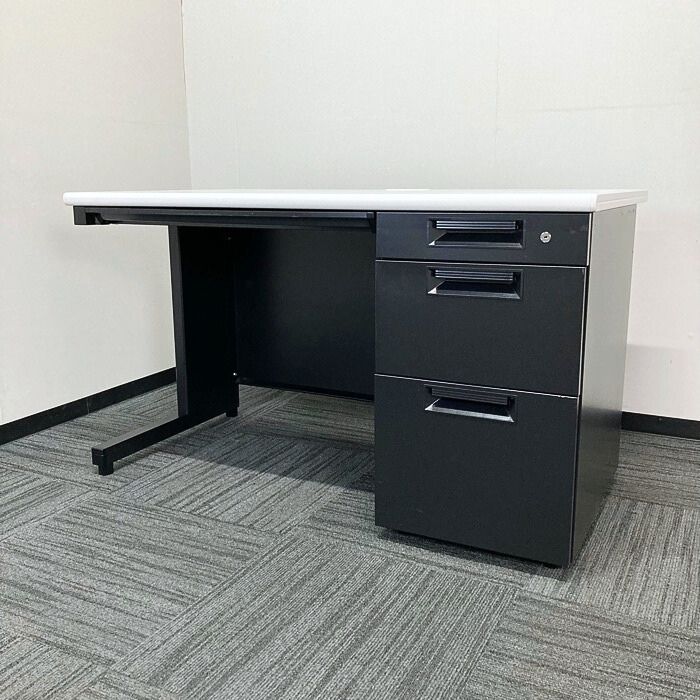 プラス SHシリーズ 片袖デスク SH-T127 WH W1200×D700×H700 天板：ホワイト/本体：ブラック 2019年製 中古