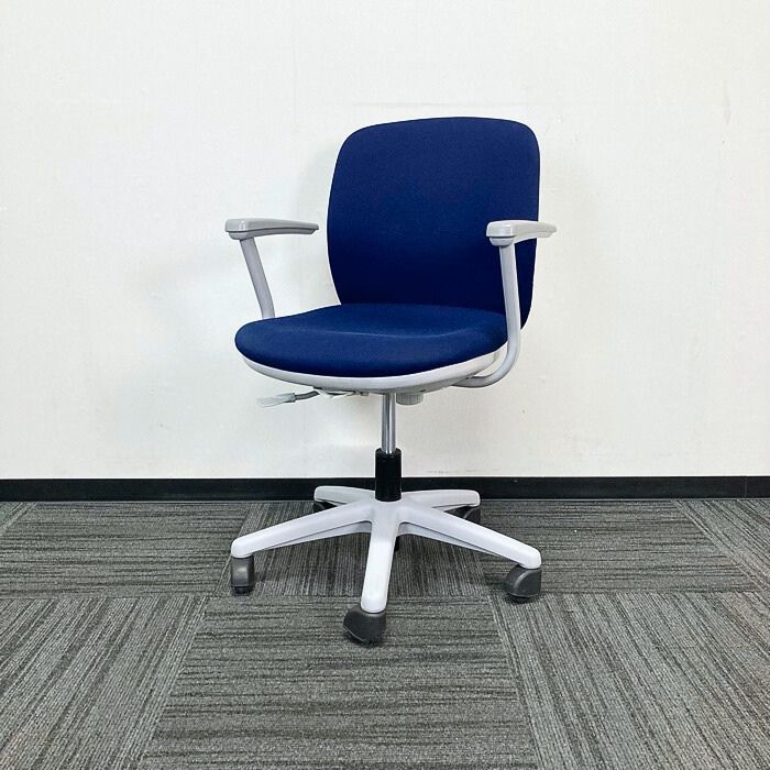 内田洋行 エニーザチェアシリーズ オフィスチェア［L型肘］ AF-10WS ゴムキャスター 背座：ダークブルー/フレーム・シェル：ホワイトグレイ 2013年製 中古 ⑳