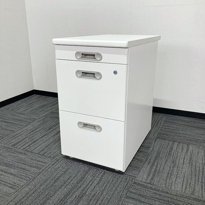 ライオン事務器 LTシリーズ 3段脇机 W400×D700×H700 ホワイト 中古 ⑳