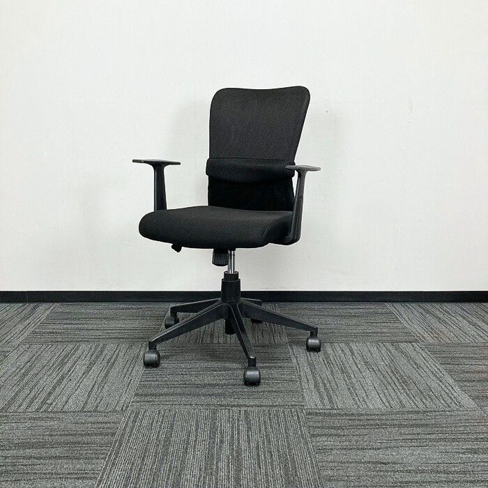 サンワサプライ オフィスチェア肘あり SNC-NET14A ランバーサポート付き ブラック 中古