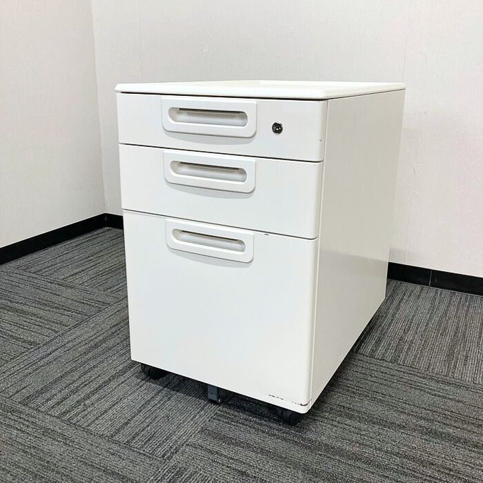 プラス LAシリーズ 3段ワゴン LA-W046SC-3 W4 W396×D577×H604 ホワイト 2012年製 中古