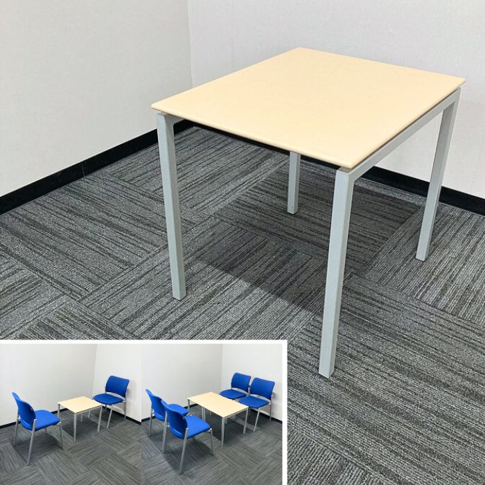 オカムラ コーナーテーブル 8346TC W928 W450×D550×H500 天板：ナチュラル系/脚：シルバー 2016年製 中古