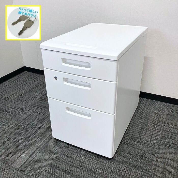 コクヨ ピクサシリーズ 3段ワゴン TKN-C3SAWN W395×D605×H615 スノーホワイト 2017年製 中古 ⑩