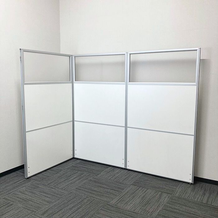 ローパーティション［3枚L字組セット］ （W900×3）×H1600 クリア/ホワイト 中古 ⑳