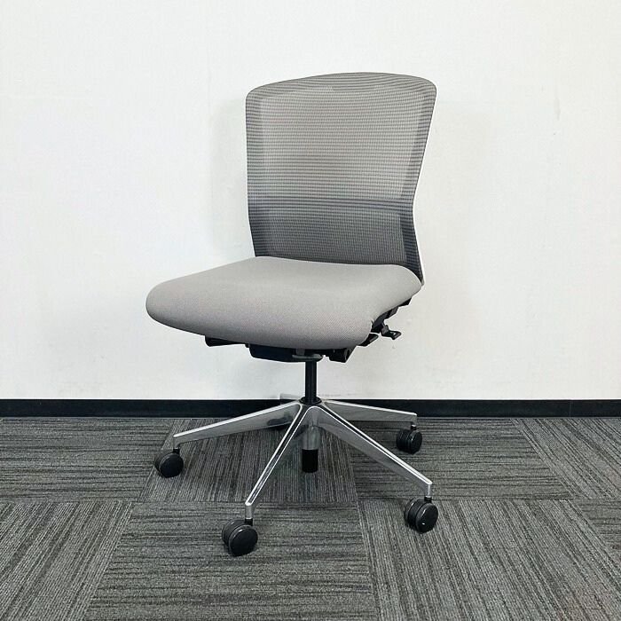 内田洋行 エルフィチェアシリーズ オフィスチェア 品番：ELA2-00B ミドルバック 背座：ミディアムグレイ/フレーム：ホワイト 2019年製 中古