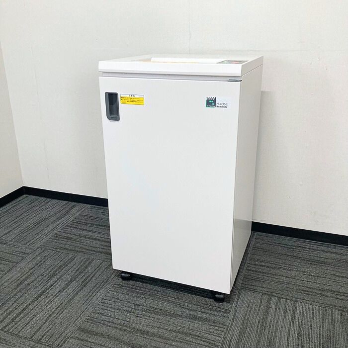 ナカバヤシ オフィスシュレッダ N-406E W500×D500×H900 チップボックス容量：約78リットル ホワイト 2022年製 中古