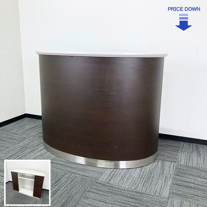 イトーキ 無人インフォメーションカウンター NEF-249Z-W749 W1200×D450×H900 天板：ホワイトグレー/本体：ジェントルオーク 2019年製 中古 ⑩