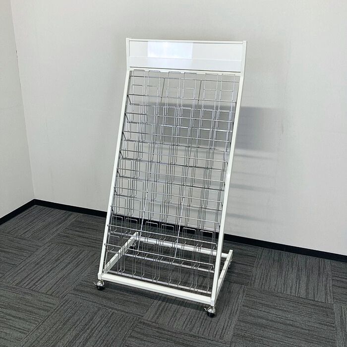 パンフレットスタンド[3列/9段] W720×D550×H1445 キャスター付き A4対応 ホワイト 中古 ⑳