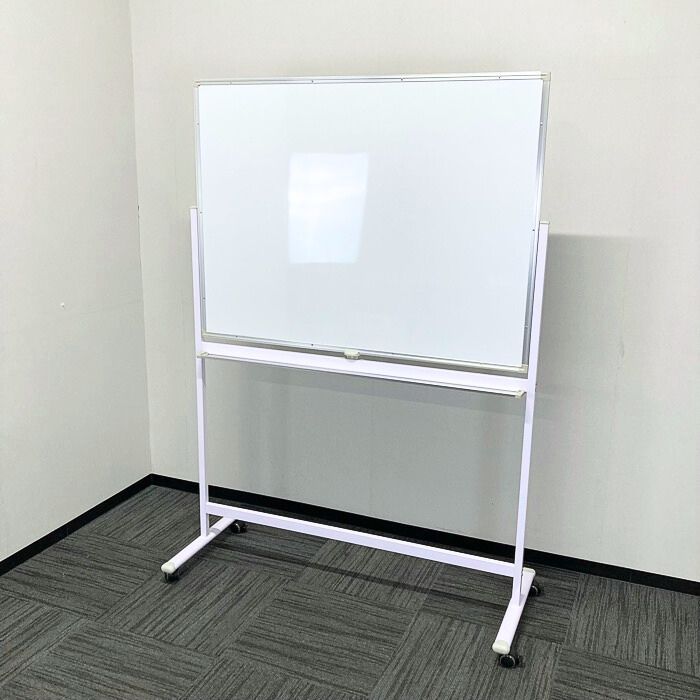 ホワイトボード[両面/脚付き] W1290×D570×H1800 ホワイト 中古