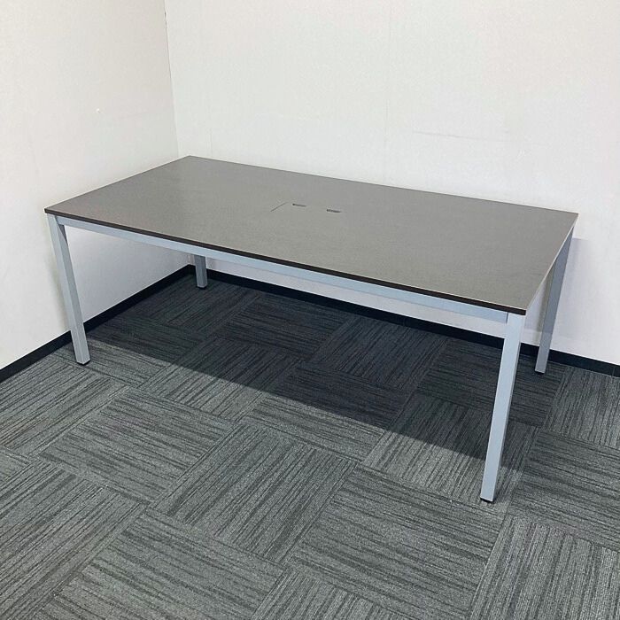 アール・エフ・ヤマカワ 会議用テーブル W1800×D900×H700 天板：ダークブラウン/脚：シルバー 中古