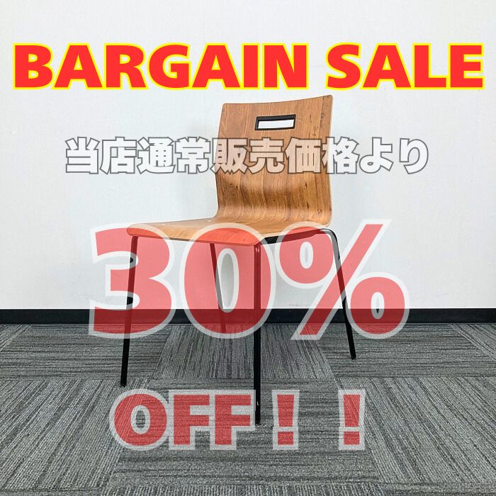 オカムラ スイープシリーズ 会議用チェア L409AR MW73 W490×D543×H773（SH430） ラスティックパイン/ブラックフレーム 2019年製 中古 ※SALE品